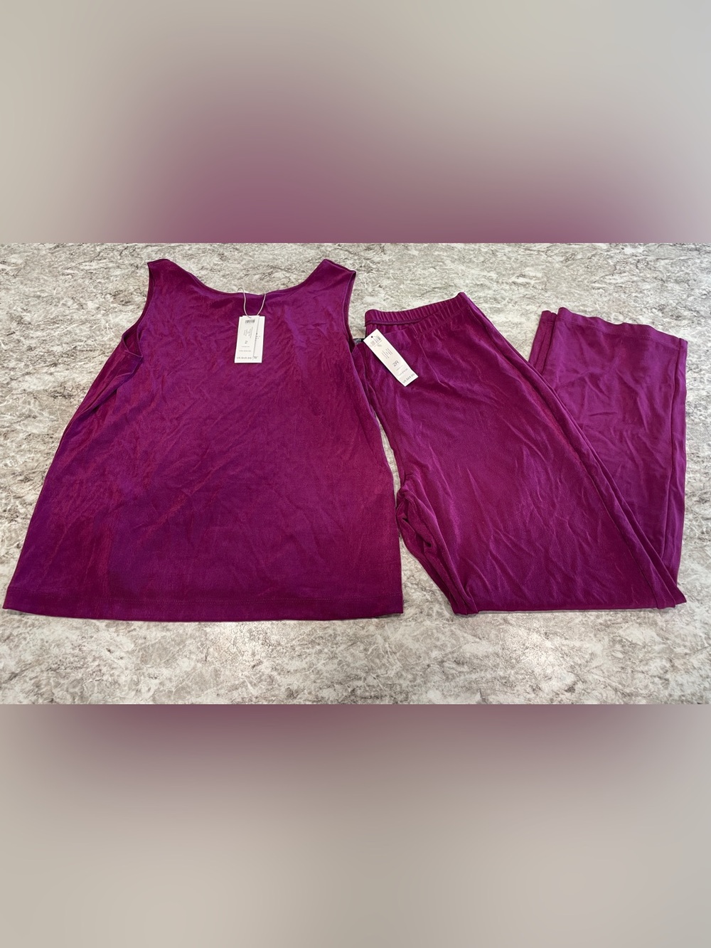 Chico’s Travelers Tank Top & Pants Purple Plum Pull On Wrinkle Resistant NWT-2R